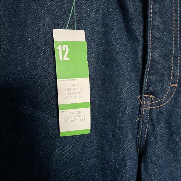 Calvin Klein Vintage 80's Deadstock Western Boot Leg Style Dark Denim Long - Picture 3 of 9